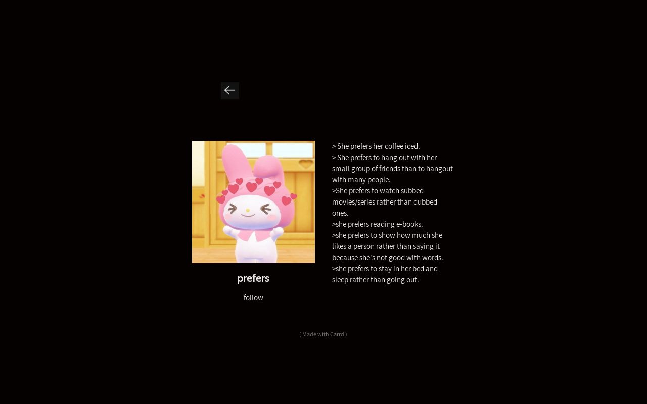 Carrd profile picture for @prefers
